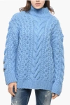 Stella Mccartney Oversized Fit Two-tone Cable Knit Sweater In Blue