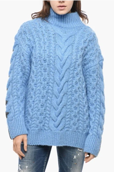 STELLA MCCARTNEY OVERSIZED FIT TWO-TONE CABLE KNIT SWEATER