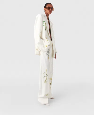 Stella Mccartney Oversized Floral Double-breasted Blazer In Cream