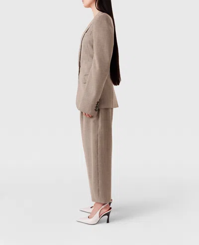 Stella Mccartney Oversized Houndstooth Single-breasted Blazer In Brown
