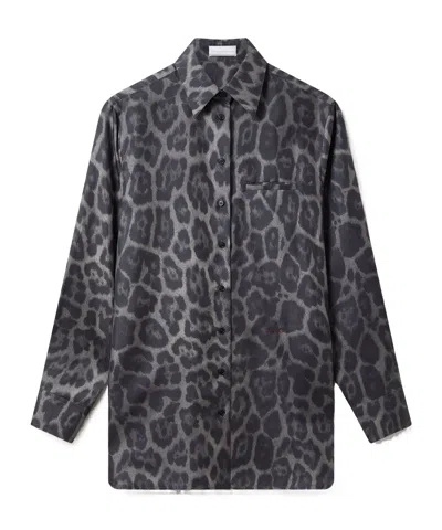 Stella Mccartney Oversized Leopard Print Shirt In Gray