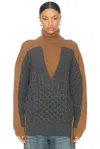 Stella Mccartney Paneled Wool Turtleneck Sweater In Camel & Grey