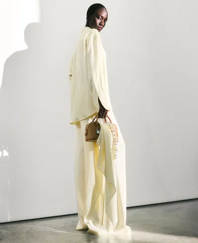 Stella Mccartney Oversized Pearl-button Satin Shirt In Yellow