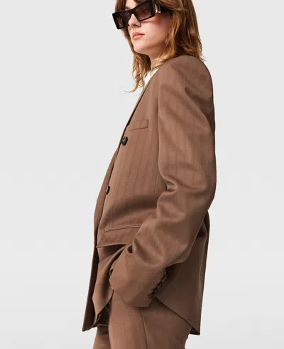 Stella Mccartney Oversized Pinstripe Double-breasted Blazer In Brown