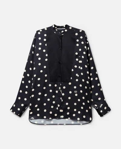 Stella Mccartney Oversized Polka Dot Tuxedo Shirt In Black