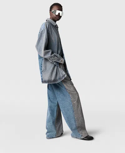 Stella Mccartney Oversized Rhinestone-embellished Slouchy Denim Jeans In Silver