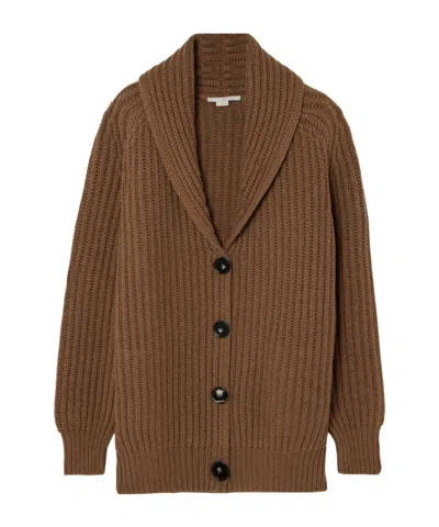 Stella Mccartney Oversized Ribbed Wool Cardigan In Brown
