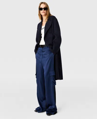 Stella Mccartney Oversized Satin Cargo Trousers In Blue