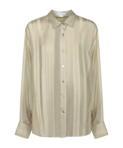 Stella Mccartney Oversized Sheer Striped Panelled Shirt In Neutral