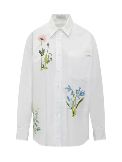 Stella Mccartney Oversized Shirt With Floral Embroidery In White