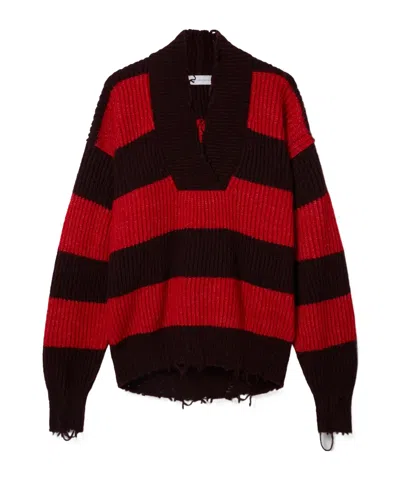 STELLA MCCARTNEY STELLA MCCARTNEY STRIPED DISTRESSED KNIT JUMPER