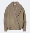 Stella Mccartney Oversized Teddy-trimmed Blouson Jacket In Brown