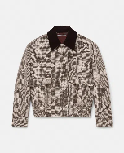 Stella Mccartney Oversized Tweed Bomber Jacket In Beige Tweed