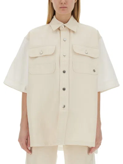 Stella Mccartney Oversized Utility Denim Shirt In Neutral