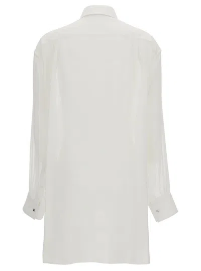 Stella Mccartney Oversized White Tuxedo Shirt In Silk Woman