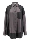 Stella Mccartney Flannel Wool Shirt With Color Block Design In Gray