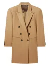 Stella Mccartney Padded-shoulder Double-breasted Coat In Brown