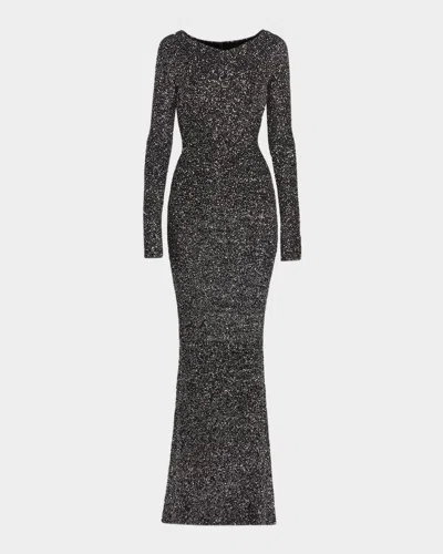 Stella Mccartney Paillette Knit Off-the-shoulder Gown In Black