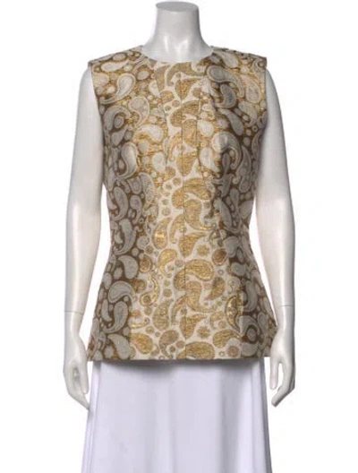 Pre-owned Stella Mccartney Paisley Print Crew Neck Top In Gold