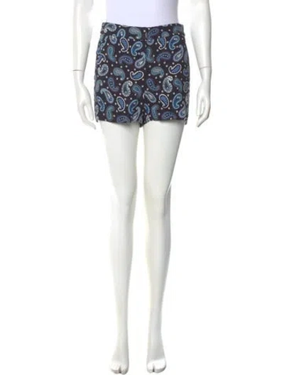 Pre-owned Stella Mccartney Paisley Print Mini Shorts In Blue