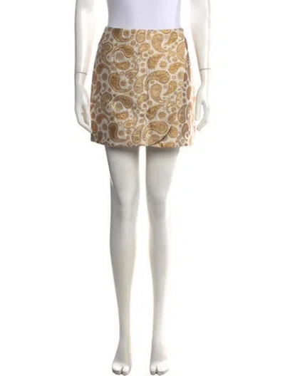 Pre-owned Stella Mccartney Paisley Print Mini Skirt In Metallic/neutrals