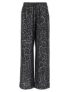 Stella Mccartney Wide Leg Animal Print Trousers With Elastic Waistband In Black