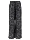 Stella Mccartney Wide Leg Animal Print Trousers With Elastic Waistband In Black