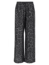 Stella Mccartney Wide Leg Animal Print Trousers With Elastic Waistband In Black
