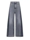 Stella Mccartney Straight Trousers With Belt Loops And Frayed Hem In Blue