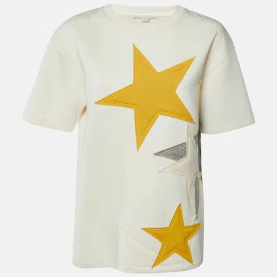 Pre-owned Stella Mccartney Pale Peach Jersey Star Appliqued T-shirt M In Pink