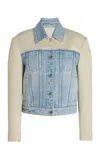 Stella Mccartney Paneled Denim And Twill Jacket In Light Wash