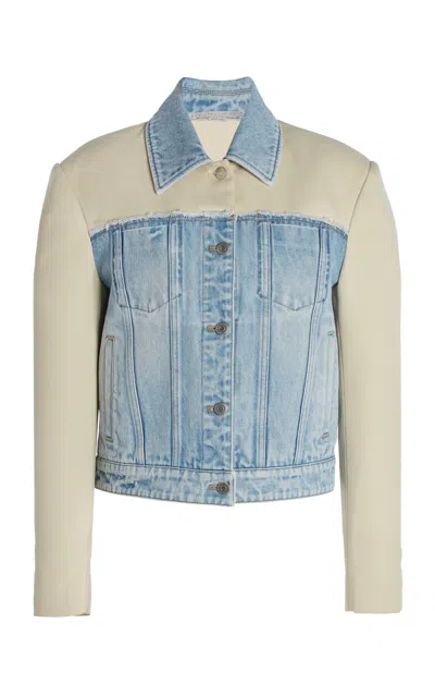 Stella Mccartney Paneled Denim And Twill Jacket In Light Wash