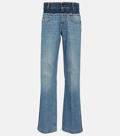 Stella Mccartney Paneled High-rise Wide-leg Jeans In Blue