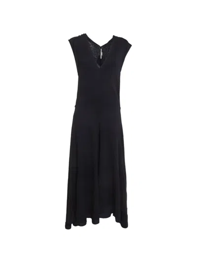 Pre-owned Stella Mccartney Paneled Wool-knit Dress In Black