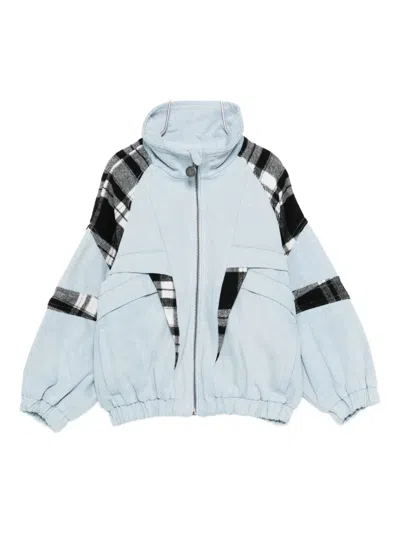 Stella Mccartney Kids' Panelled Plaid Jacket In Blue