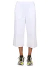 Stella Mccartney Logo Embroidered Cropped Trousers In White