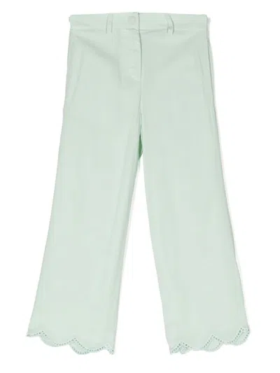 Stella Mccartney Kids' Scalloped Wide-leg Trousers In Green