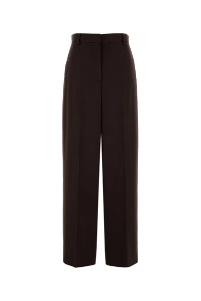 Stella Mccartney Wide Leg Twill Trousers In Brown