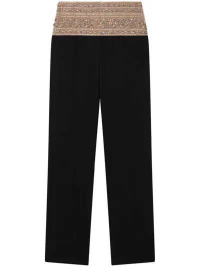 Stella Mccartney Crystal-embellished Wool Trousers In Black