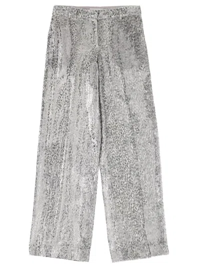 Stella Mccartney Pants In Fil Coupé In Silver