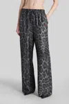 Stella Mccartney Wide Leg Animal Print Trousers With Elastic Waistband In Gray