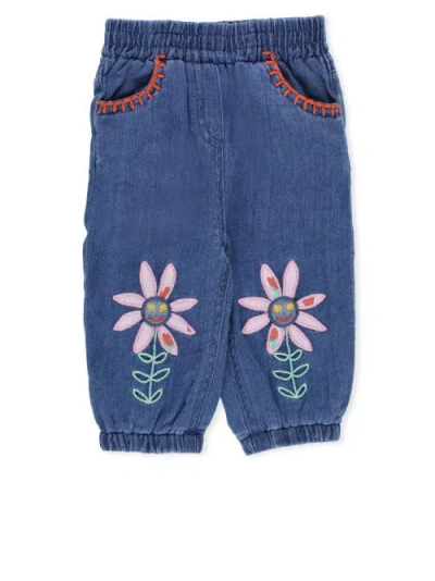 Stella Mccartney Babies' Pants With Embroideries In Denim