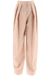 Stella Mccartney Loose Linen Blend Pants With Front Pleats In Rose (pink)