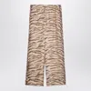 Stella Mccartney Tiger Print Wide-leg Silk Pants In Beige