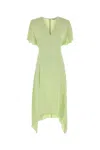 Stella Mccartney Envers Satin V Neck Dress In Green