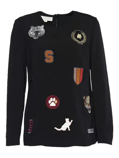 Pre-owned Stella Mccartney Patch Embroidered Top In Black