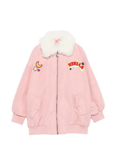Stella Mccartney Kids' Patch-detail Zip-up Bomber Jacket In Blue