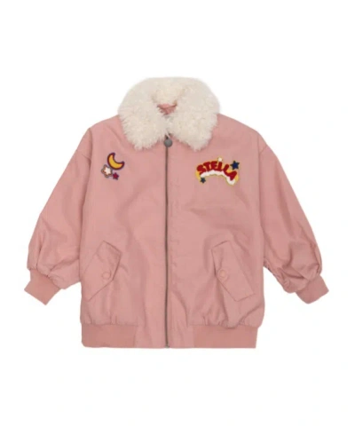Stella Mccartney Kids' Patch-detail Zip-up Bomber Jacket In Pink