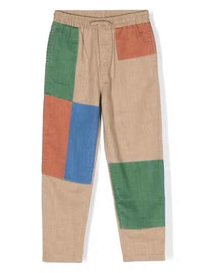 Stella Mccartney Kids' Panelled Cotton Trousers In Neutrals