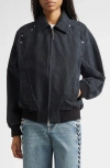 Stella Mccartney Patchwork Denim Bomber Jacket In Black